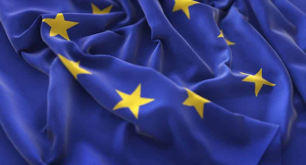 european-flag-ruffled-beautifully-waving-macro-close-up-shot european flag ruffled beautifully waving macro close up shot